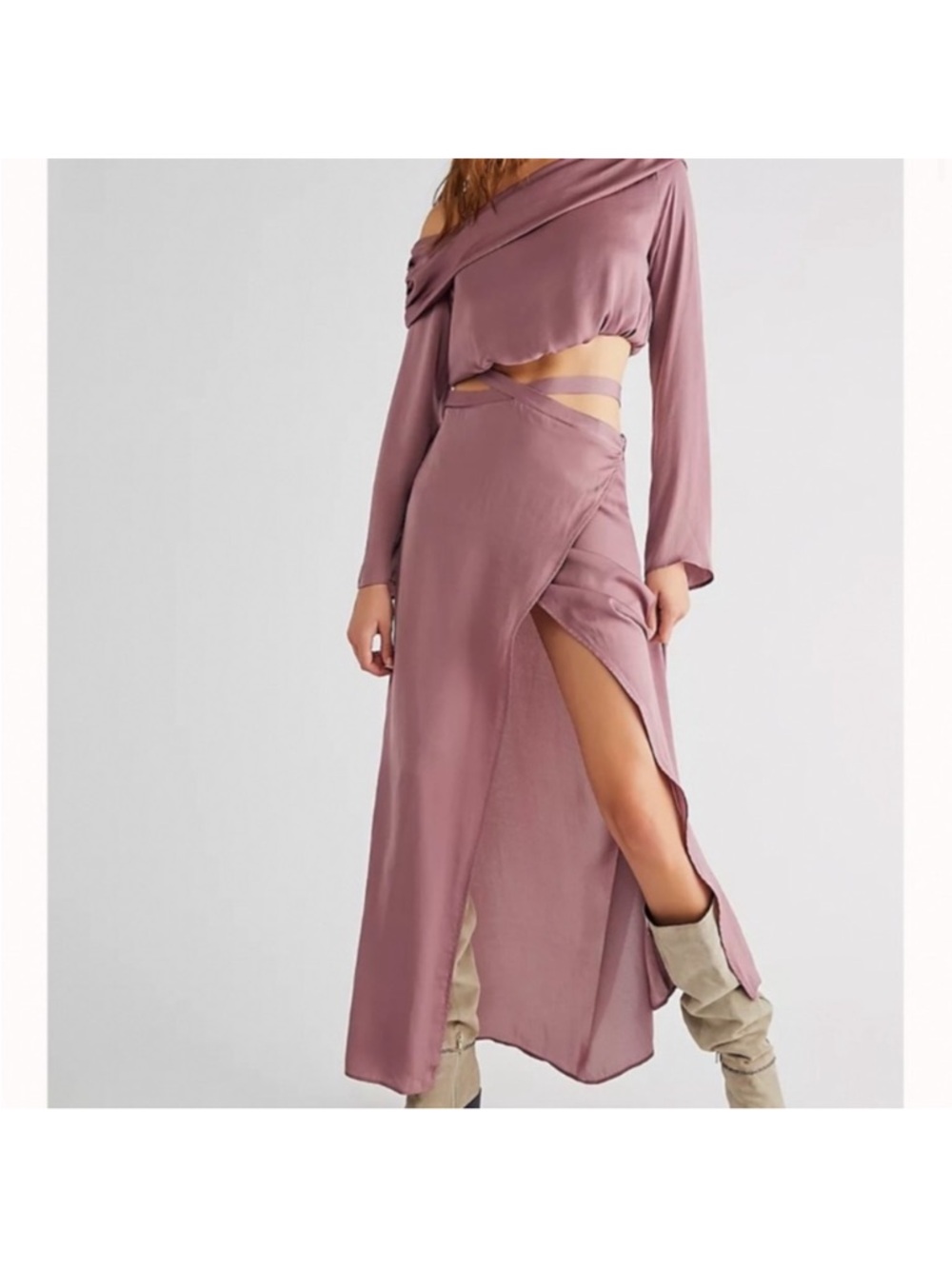 Free People Elle Women’s Mauve Wrap Maxi Skirt set